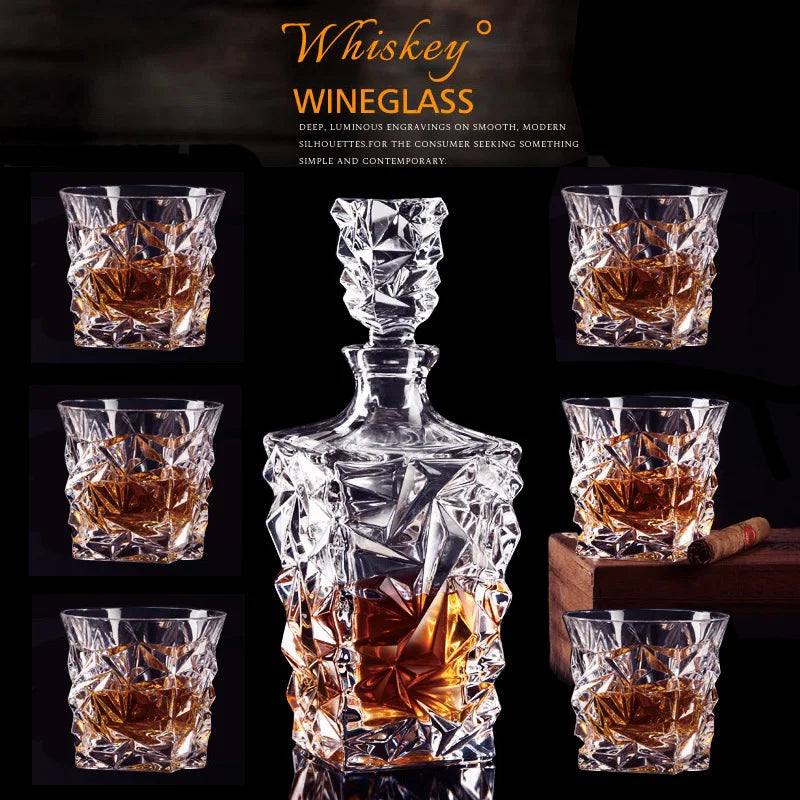 Crystal Glass Red Wine & Whiskey Decanter & Cups