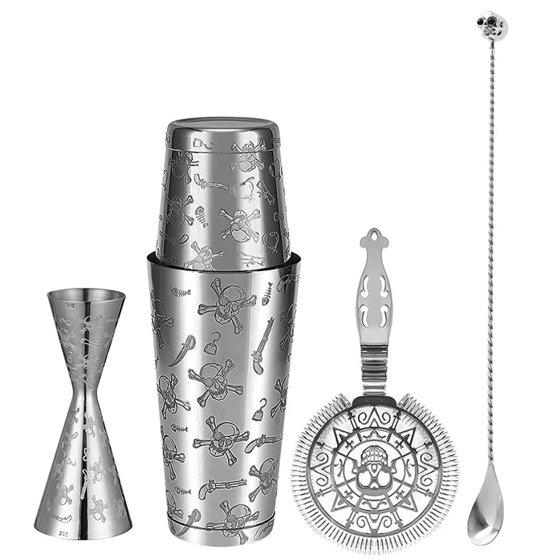 5-Piece Cocktail Shaker Set - Bar Tools - Stainless Steel Cocktail Shaker Set Bartender Kit