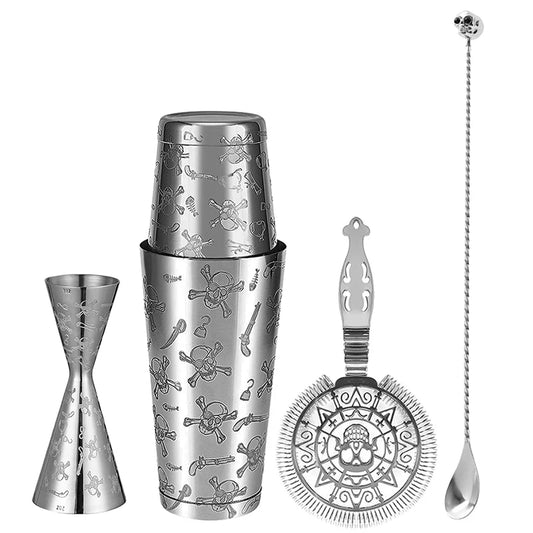 5-Piece Cocktail Shaker Set - Bar Tools - Stainless Steel Cocktail Shaker Set Bartender Kit