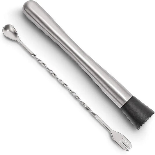 Professional Bar Stainless Steel Cocktail Muddler and Mixing Spoon