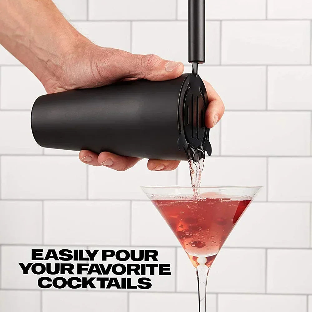 8Pcs Bartender Black Matte Black Cocktail Shaker Set