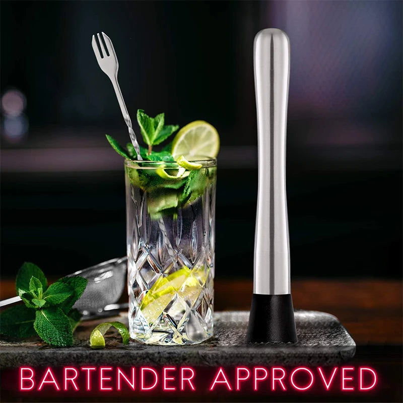 Professional Bar Stainless Steel Cocktail Muddler and Mixing Spoon