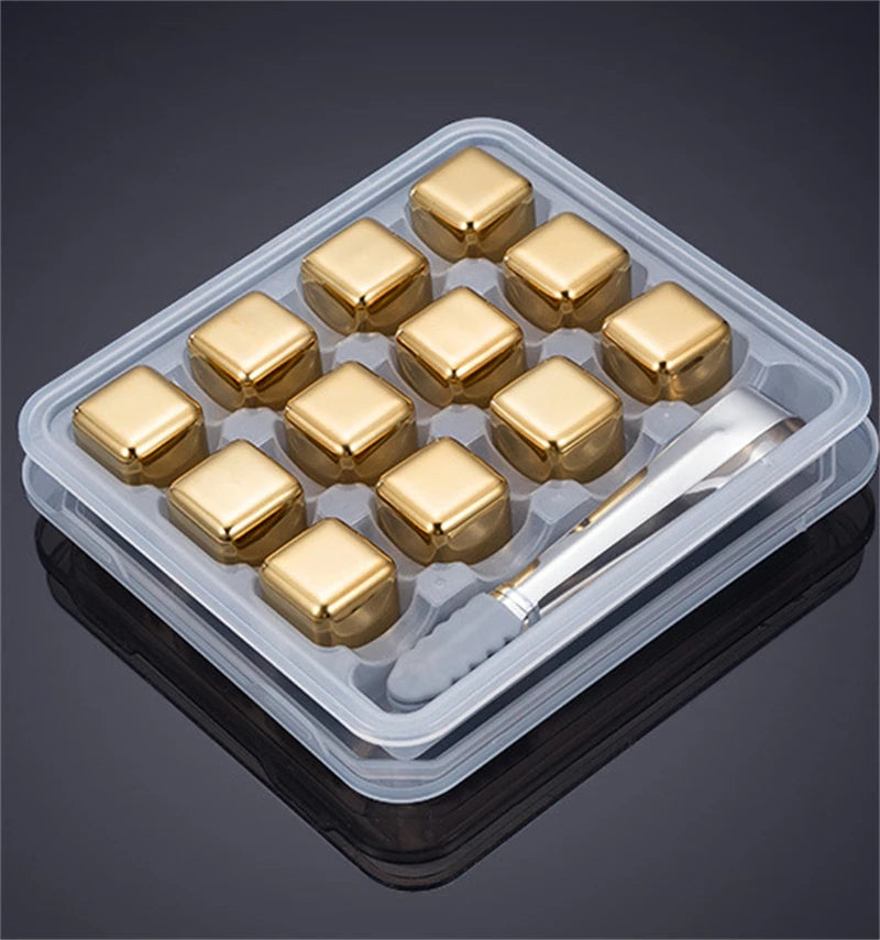 Stainless Steel Gold Ice Cube set