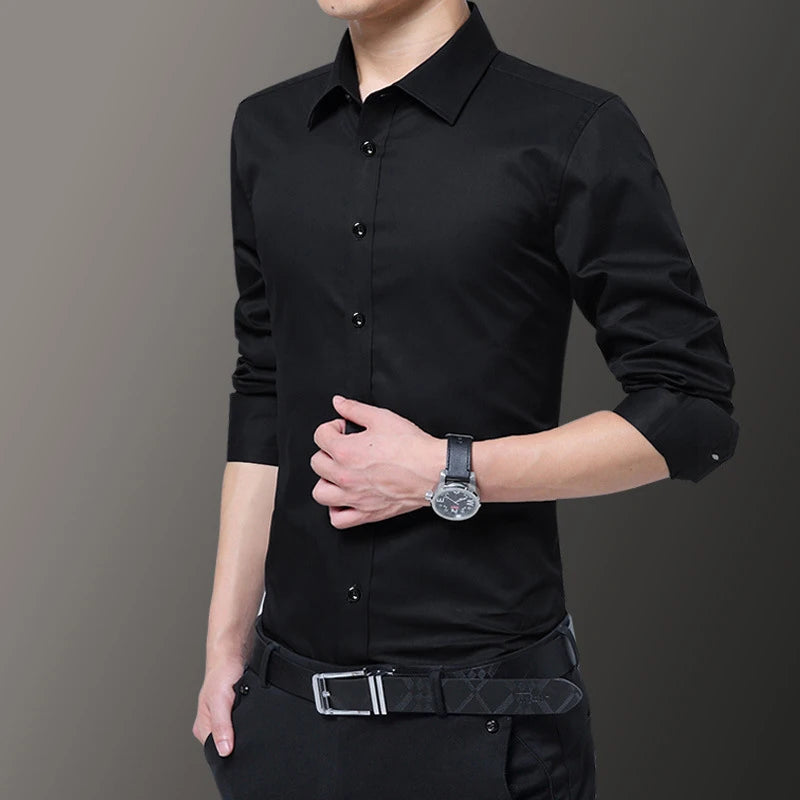 Men's Bartending Slim Long-sleeved Shirt