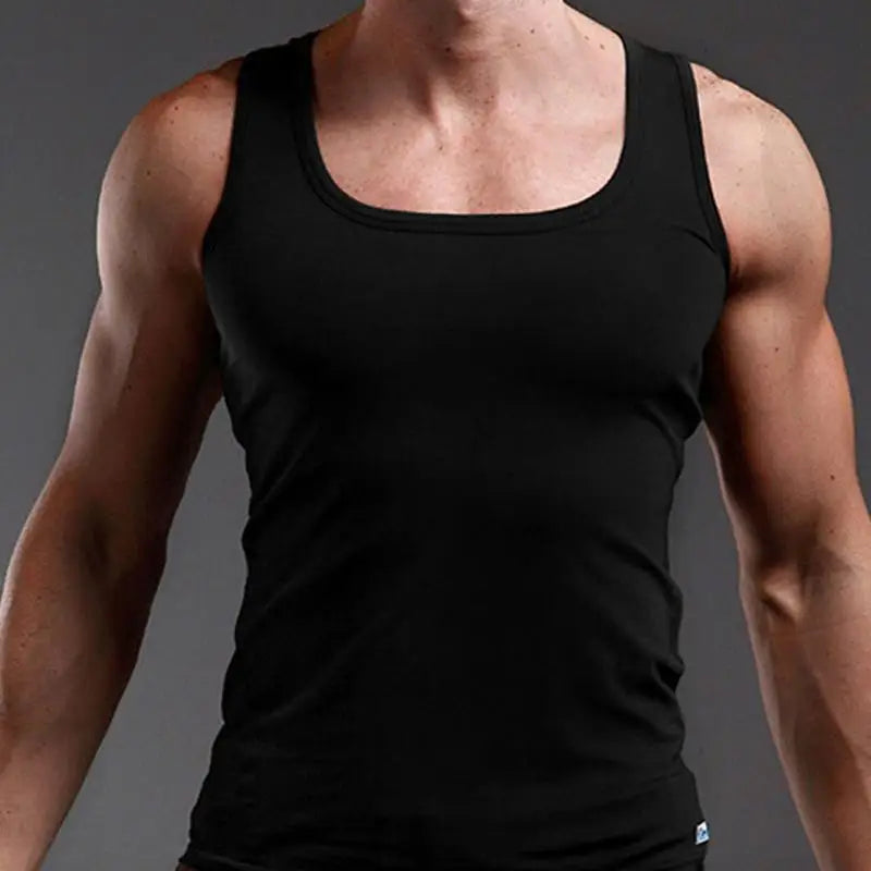 100% Cotton Mens Sleeveless Tank Top Solid Collr