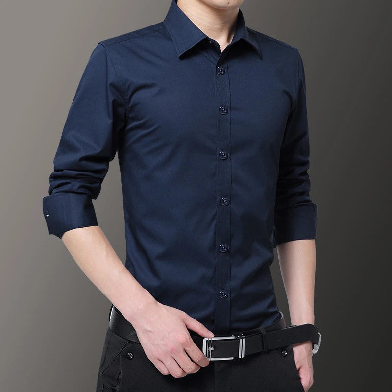 Men's Bartending Slim Long-sleeved Shirt