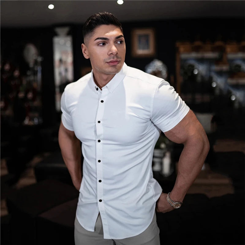 Bartender Short Sleeve Button up Fitted