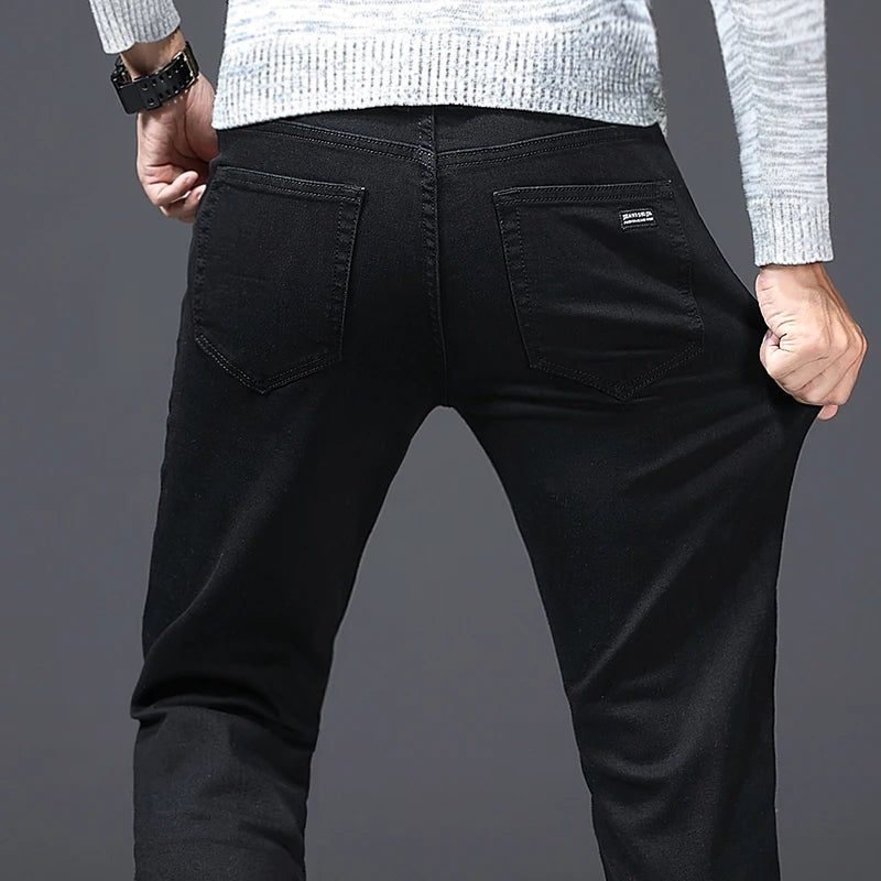 Bartender Black Men's Jeans Casual Straight Stretch Pants